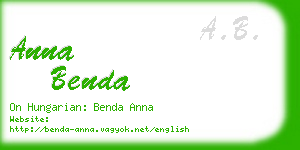 anna benda business card